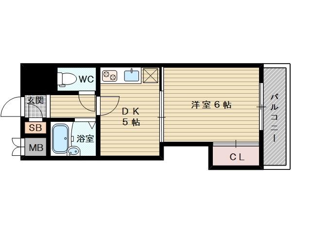 ロイヤルハイツ菅原(1DK/5階)の間取り写真