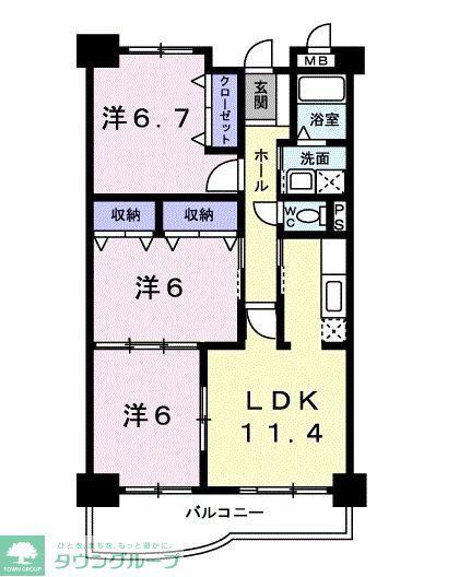 セレブリティI(3LDK/2階)の間取り写真