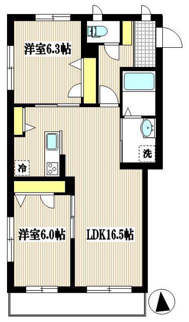 ベレオ アリスマ(2LDK/2階)の間取り写真