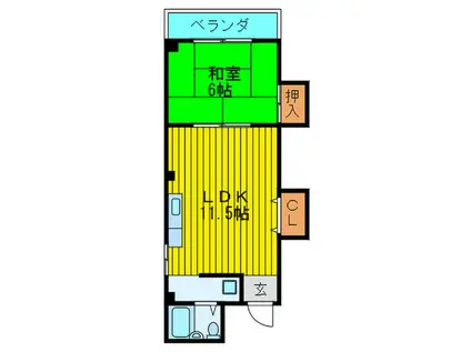 神木マンション(1LDK/2階)の間取り写真