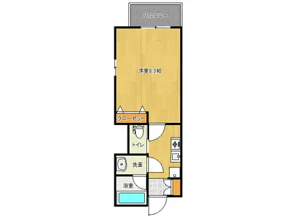 ヒルズ川端(1K/7階)の間取り写真