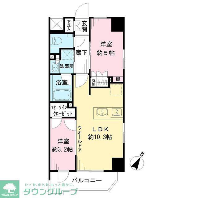 デュオステージ相模大野(2LDK/6階)の間取り写真