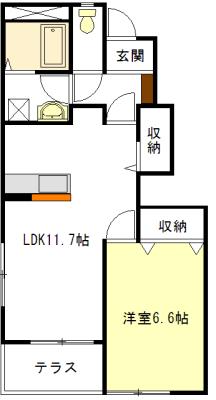 アンソレイエ(1LDK/1階)の間取り写真