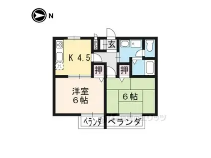 ウイングコート(2K/1階)の間取り写真