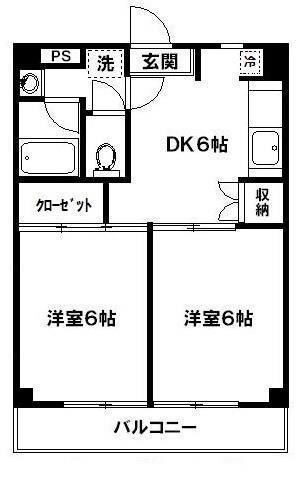 ジュネスK5(2DK/2階)の間取り写真