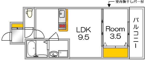 LION鶴見(1LDK/5階)の間取り写真