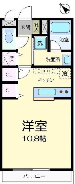 グランソレイユ(ワンルーム/3階)の間取り写真