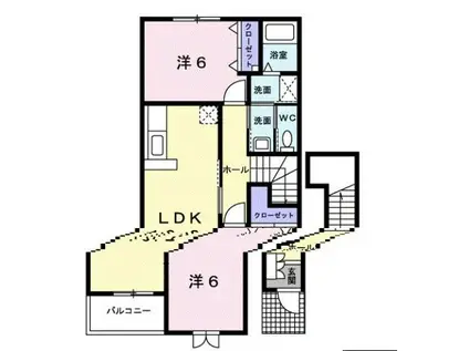 ウィスタリアA 2LDK(2LDK/2階)の間取り写真