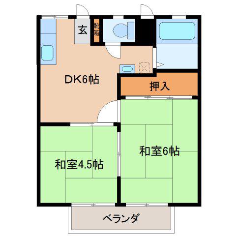 パナハイツコスモ(2DK/1階)の間取り写真