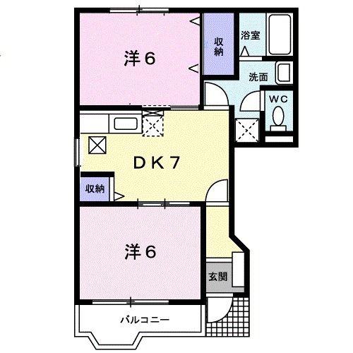 ファミールメゾンD(2DK/1階)の間取り写真