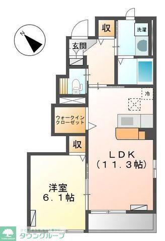 MAJESTIC GARDEN(1LDK/1階)の間取り写真