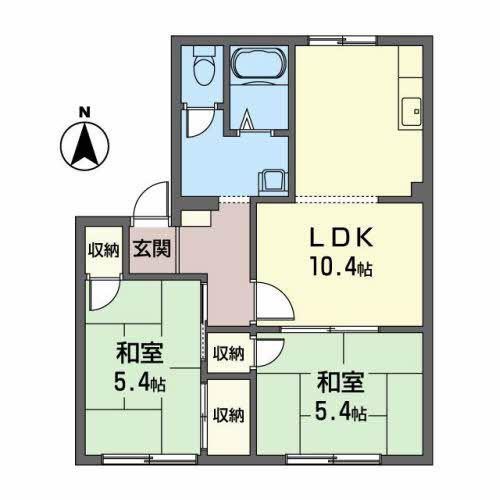 パレコスモス B棟(2LDK/1階)の間取り写真