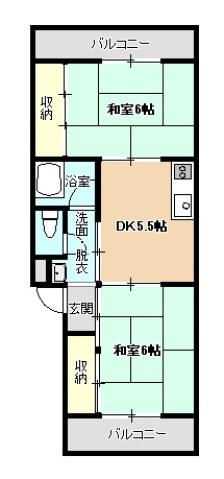 南観音プラウズ(2DK/2階)の間取り写真