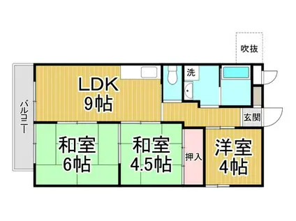 ロイヤルメゾン仁川Ⅱ(3LDK/3階)の間取り写真