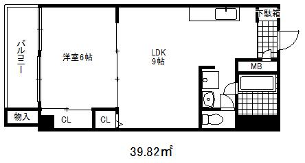 湊川センタービルB棟(1LDK/7階)の間取り写真
