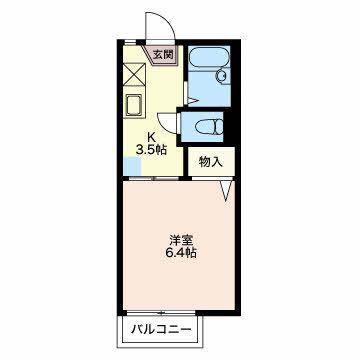 チロリン村(1K/2階)の間取り写真