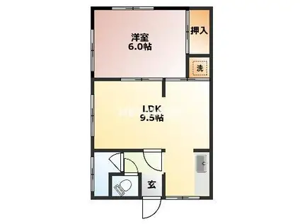 PEACE HOME 白木(1LDK/2階)の間取り写真