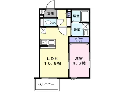 姪浜1丁目アパート(1LDK/3階)の間取り写真