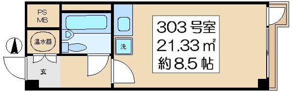 コーポ鎧(ワンルーム/3階)の間取り写真