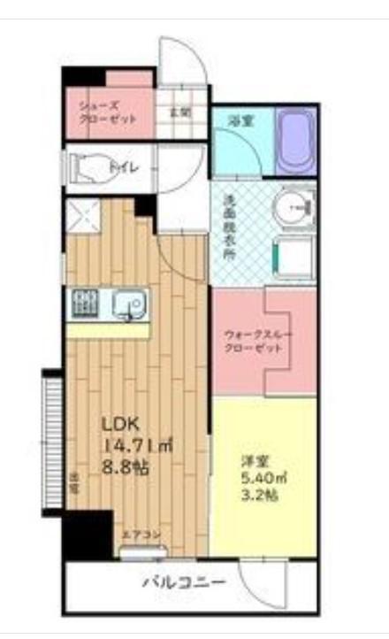 ビュークレスト大分駅南(1LDK/6階)の間取り写真