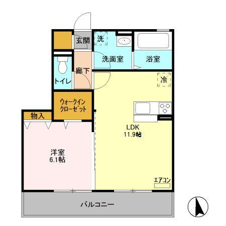 LEHUIT E(1LDK/3階)の間取り写真