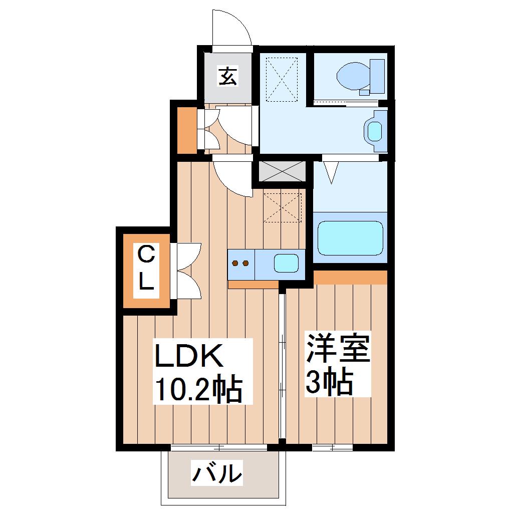 プレモリー長町南B棟(1LDK/1階)の間取り写真