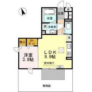 シュエット(1LDK/1階)の間取り写真