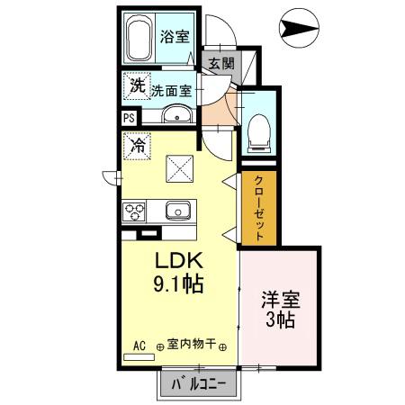ラフィネ(1LDK/1階)の間取り写真