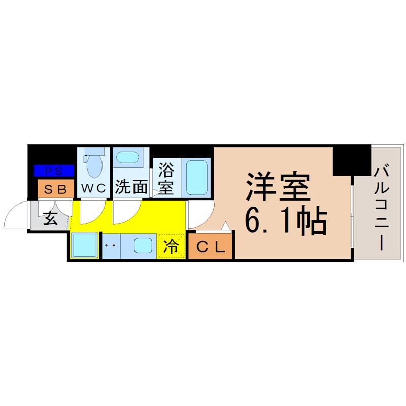 プレサンスSAKAEフロント(1K/9階)の間取り写真
