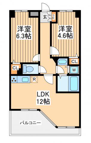 ラナイガーデン新百合イースト(2LDK/6階)の間取り写真