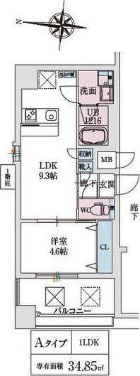 スプランディッド新大阪VIII(1LDK/13階)の間取り写真