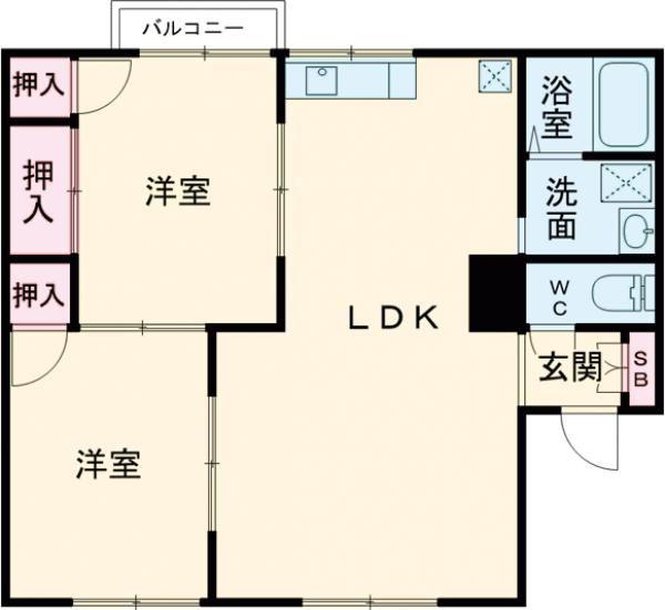 セジュール秋桜(2LDK/2階)の間取り写真