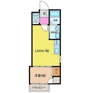 ココパイン(1LDK/1階)の間取り写真