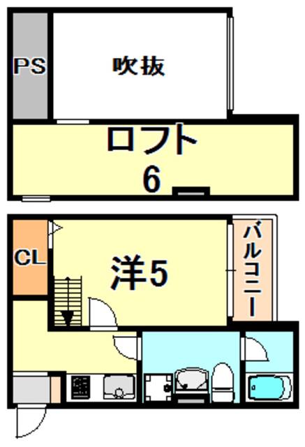 ラネージュ五色山(1K/2階)の間取り写真