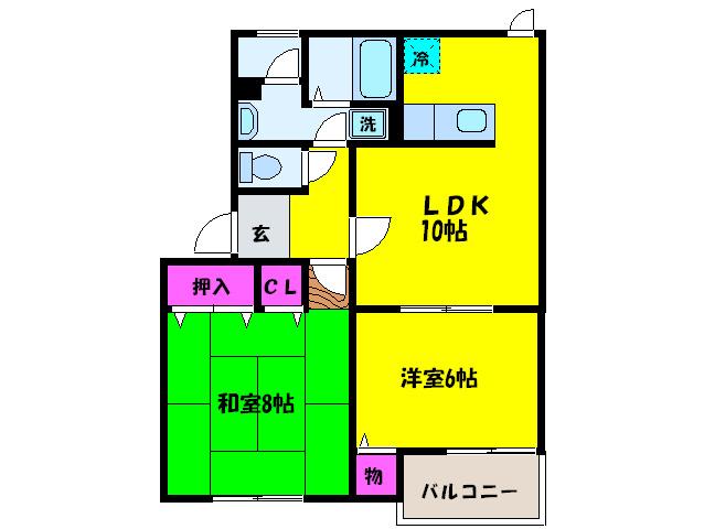 ファミール泉南1番館(2LDK/2階)の間取り写真