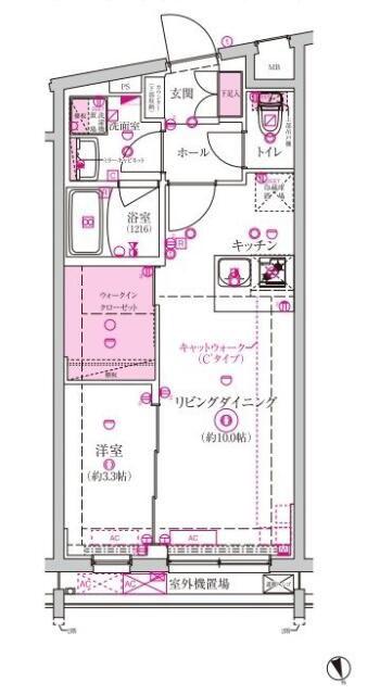 ベルシードステアー西早稲田(1LDK/3階)の間取り写真