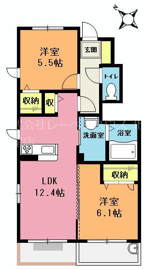 イーストガーデンB(2LDK/1階)の間取り写真