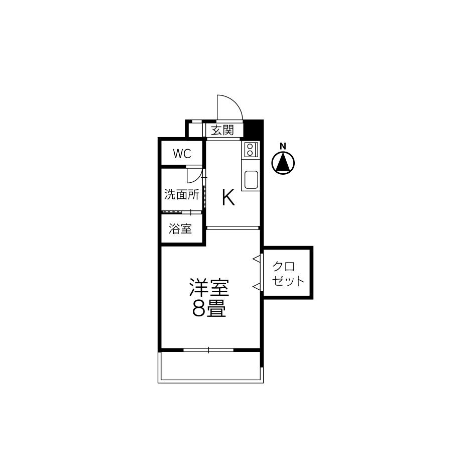 第8みのりハイツ(1DK/3階)の間取り写真