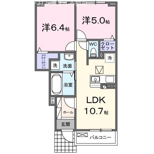 ミュール デ ピエール ミヤビ(2LDK/1階)の間取り写真