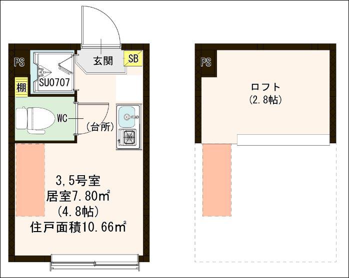 フランチェスカ(ワンルーム/2階)の間取り写真