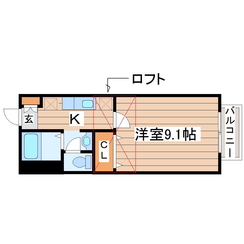 エストメルベーユ荒井壱番館(1K/1階)の間取り写真