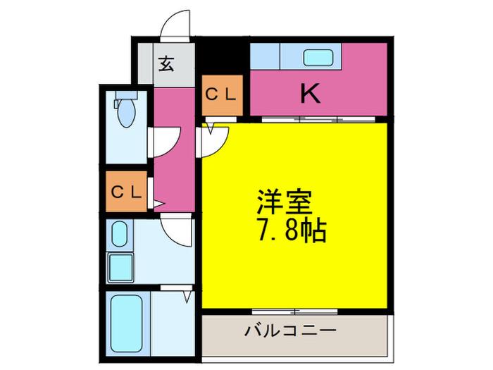 プライム日根野(1K/1階)の間取り写真