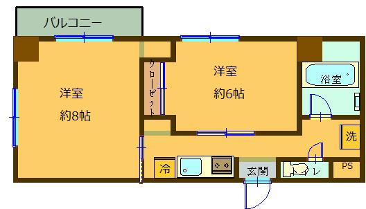 ハイマート早稲田(2K/3階)の間取り写真