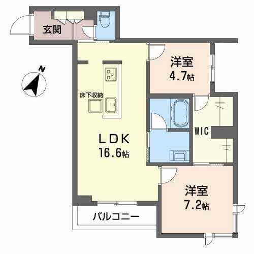 トリフォリア(2LDK/1階)の間取り写真