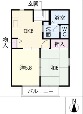 エスポアールサカイ(2K/2階)の間取り写真