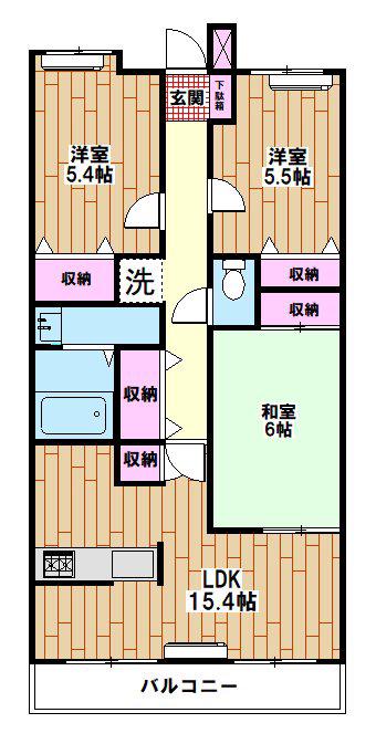 グランゲート西新井(3LDK/1階)の間取り写真