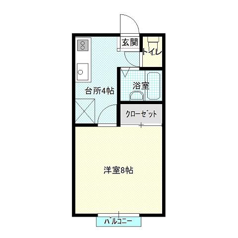ビバライフ沼A(1K/2階)の間取り写真