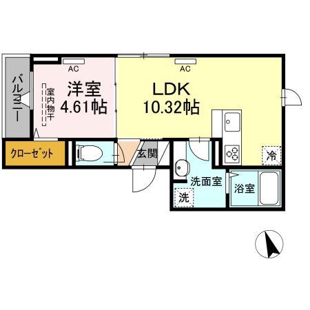 ラリュール柴又(1LDK/3階)の間取り写真