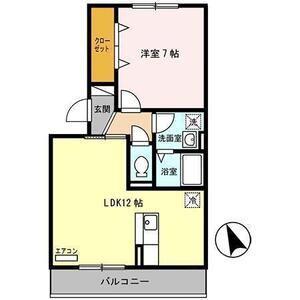 D-ROOM連坊小路(1LDK/2階)の間取り写真