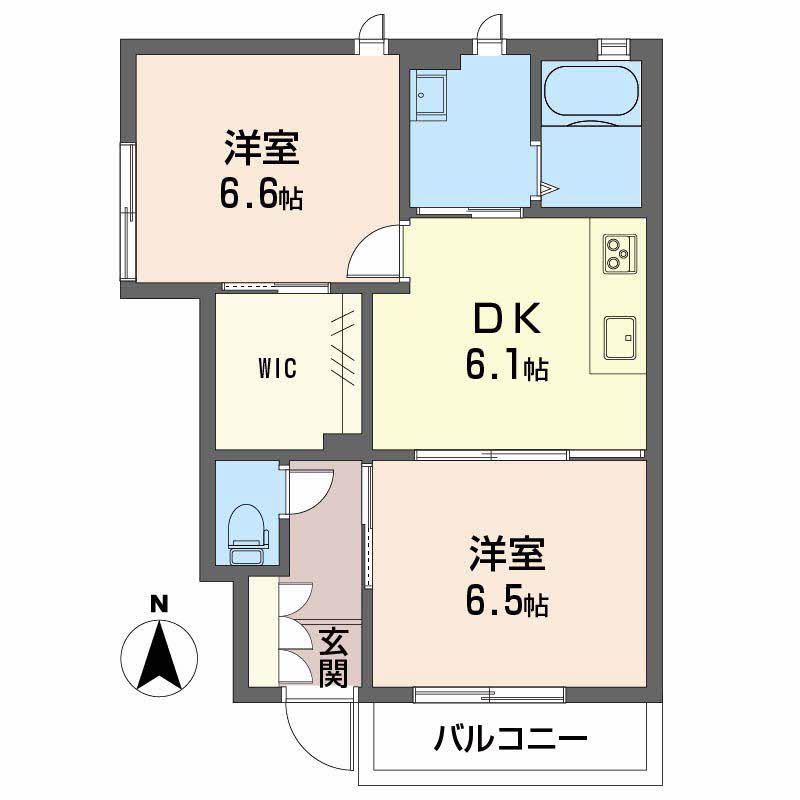 シャーメゾン高岡(2DK/1階)の間取り写真